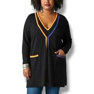 NWT Marina Rinaldi Size 2X Black Color Block Striped Sweater Set Max Mara $975